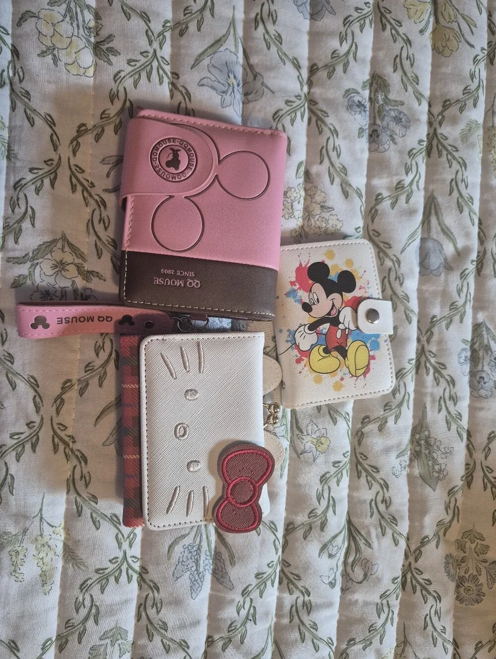 Disney White Mickey Mouse Kids Wallet with Colorful Mickey Print And Hello Kitty